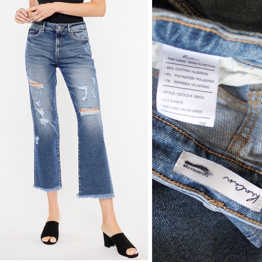KanCan Ankle Straight High Rise Ripped Frayed Fringe Hem Jean Preowned 26 2